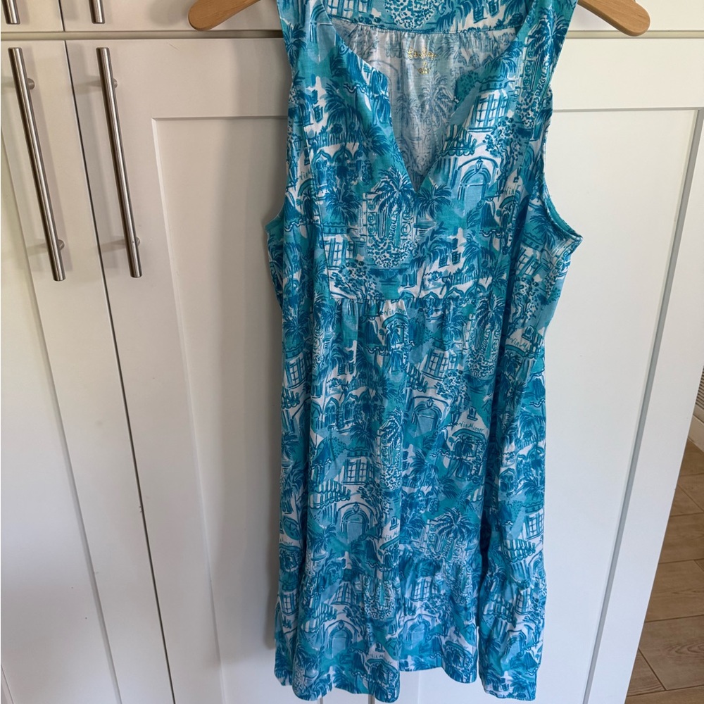 Lilly Pulitzer Turquoise and White Patterned Dress NWOT